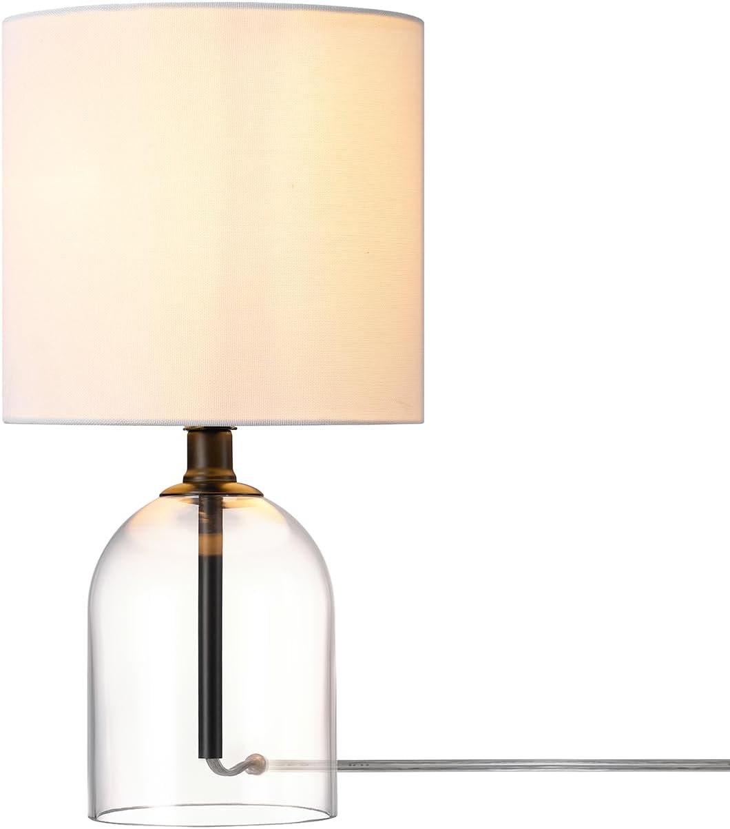 GLOBE Electric 15in Table Lamp with Glass Base and Black Finish