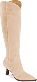 Womens Knee High Kitten Heel Boots Pointed Toe - Tall Zip Boots