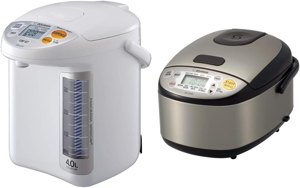 Zojirushi Micom Water Boiler and Rice Cooker Bundle for Home