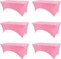 Table Covers for 6 Foot Tables - 6 Pack Hot Pink Stretch Tablecloths