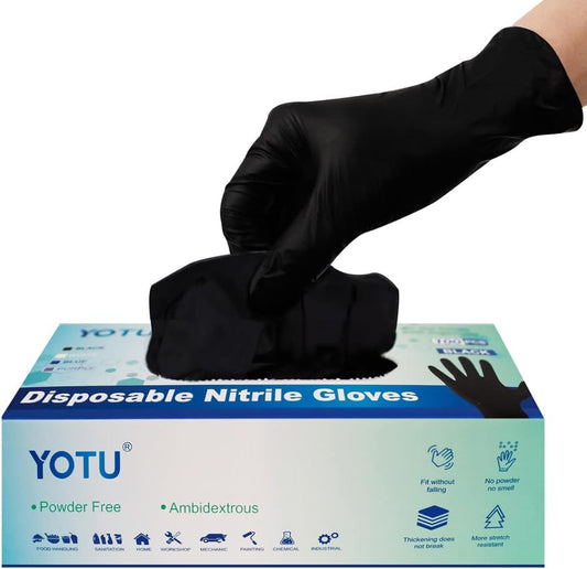 100 Black Nitrile Gloves 6-Mil: Mechanic-Grade Protection!