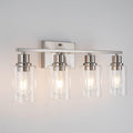 EMONG Brushed Nickel 4-Light Vanity Light - Clear Glass Wall Sconce