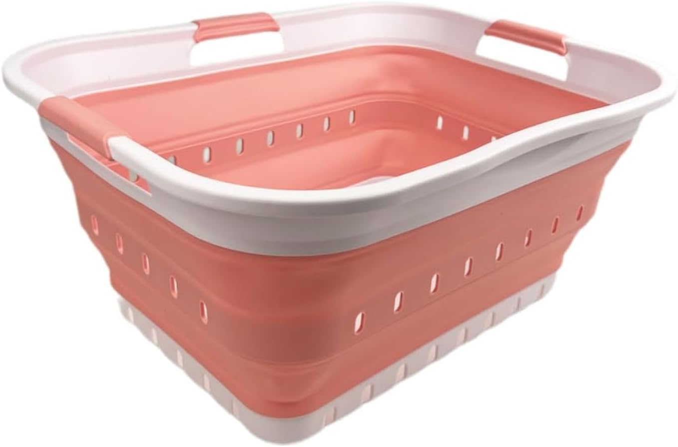 Collapsible Plastic Laundry Basket - Space Saving Organizer