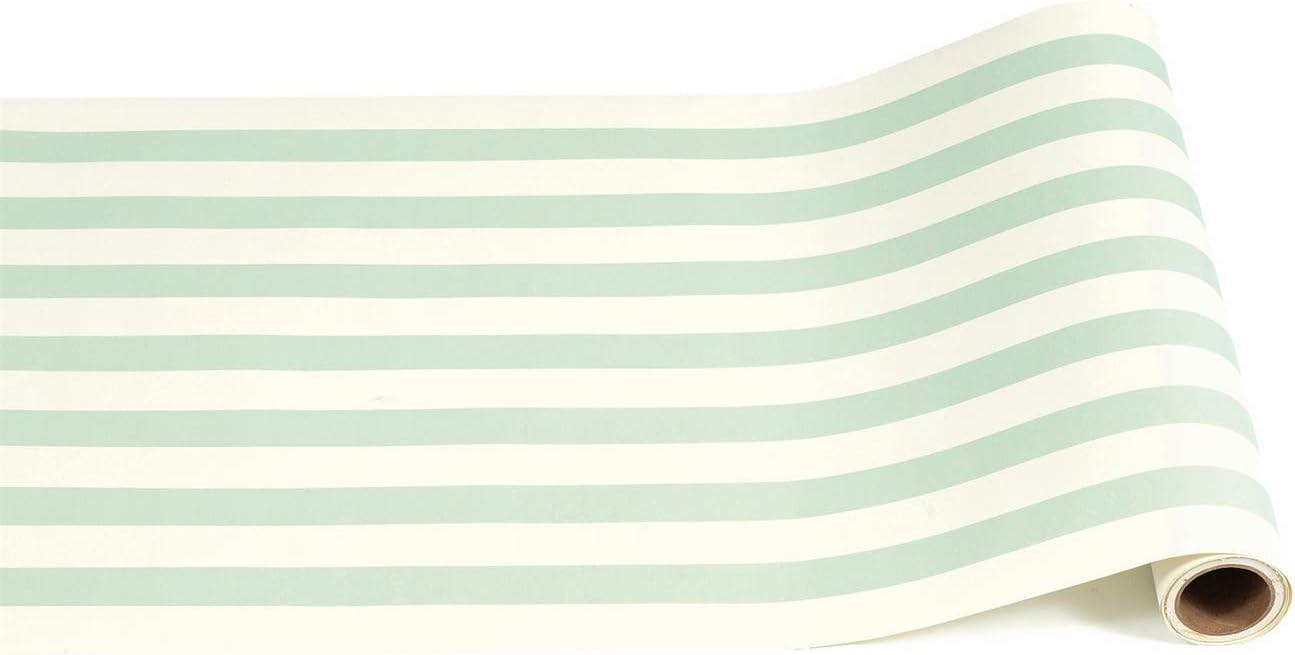 Striped Table Runner - Seafoam Paper Runner for Parties & Weddings