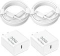 CSUKUN MFi Certified 30W Fast Charger 2-Pack for iPhone 16/15 Pro Max