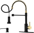 APPASO Black and Gold Kitchen Faucet with Soap Dispenser