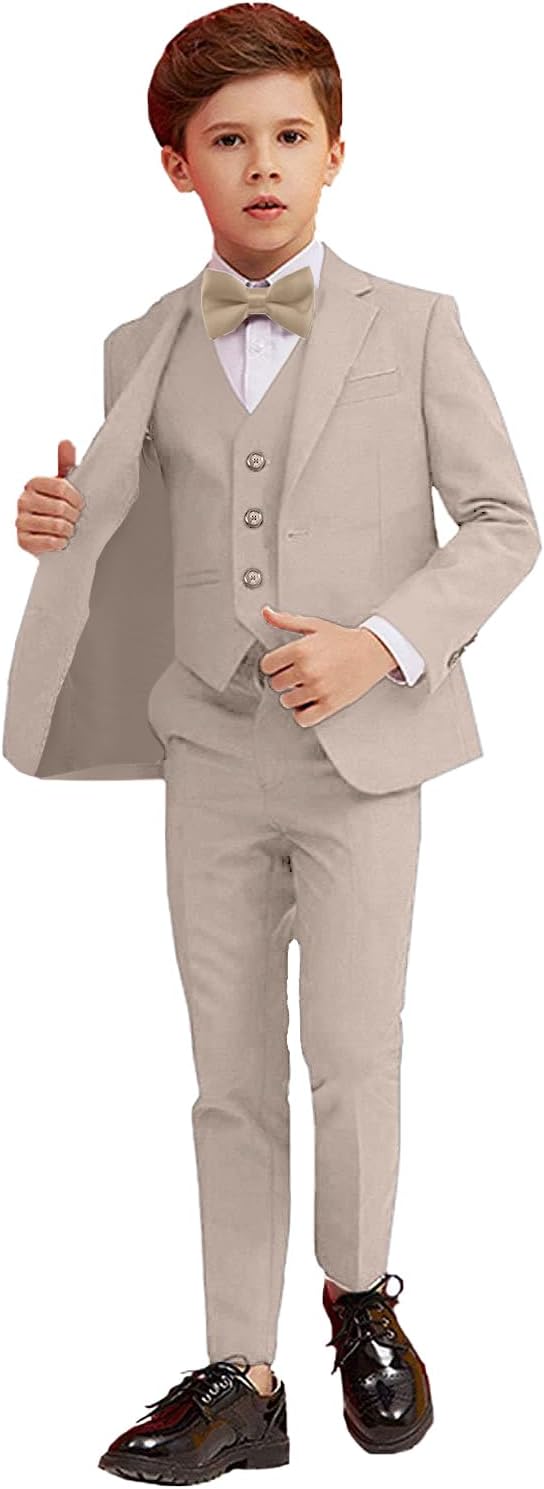 Boy Suits 5 Piece Slim Fit Suit for Kids Wedding Outfit