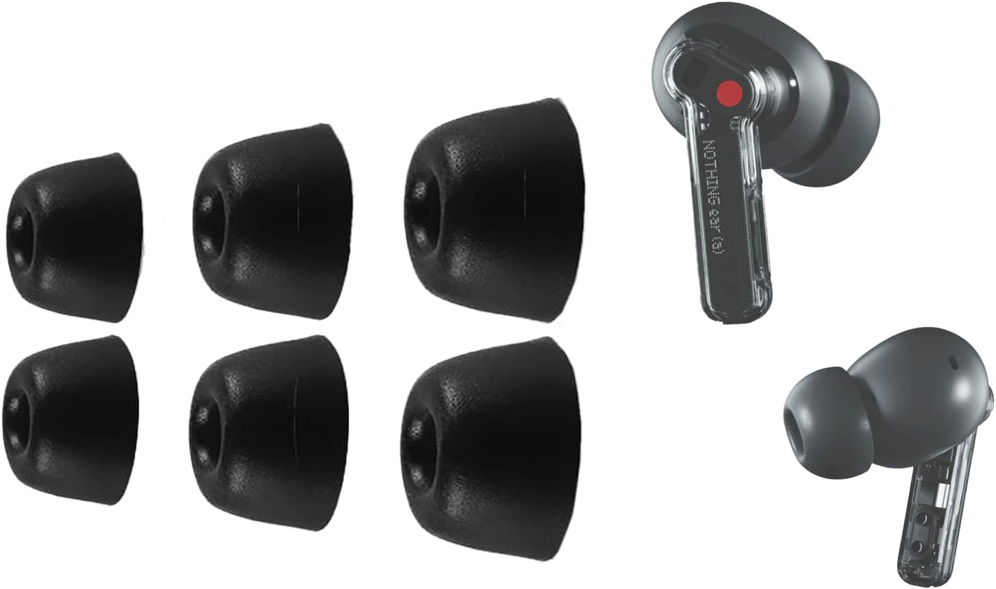 Noise-Reducing Memory Foam Ear Tips for Nothing Ear (a) - Black