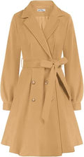 GRACE KARIN Women's Trench Coat Notch Lapel Double Breasted - Warm