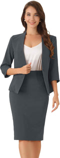 Allegra K Business Skirt Suit Set for Women - Polished Office Two made