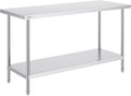 Stainless Steel Prep Table 24 x 60 x 34 in - Heavy Duty Workstation