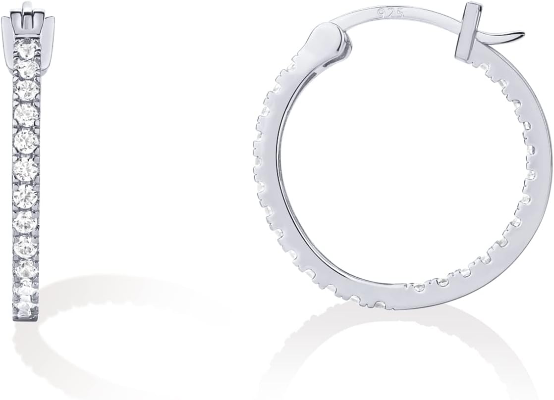 Elegant 14K Gold Plated Sterling Silver Hoop Earrings for Women