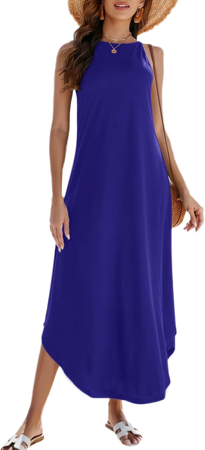 Halter Maxi Dress for Women - Casual Sleeveless Beach Dress
