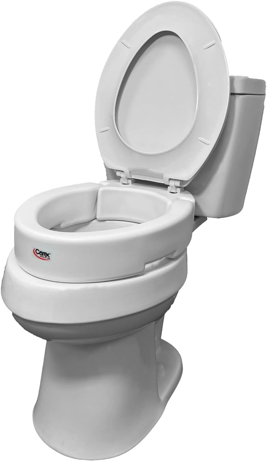 Carex Elongated Hinged Toilet Seat Riser for Easy Use