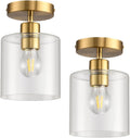 Brass Semi Flush Mount Ceiling Light - Modern Gold 2 Pack