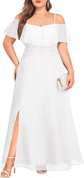 Pinup Fashion Plus Size Off The Shoulder Bridesmaid Dress - Chiffon