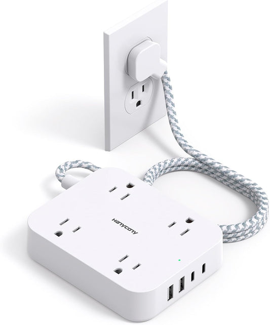 HANYCONY 5ft Extension Cord with 4 USB Ports