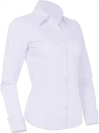 Button Down Shirts for Women - Tailored Long Sleeve Blouse