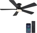 Black Ceiling Fans with Lights 52in Flush Mount Ceiling Fan Light