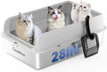 XXXL Stainless Steel Cat Litter Box with Lid - Extra Large Low Entry