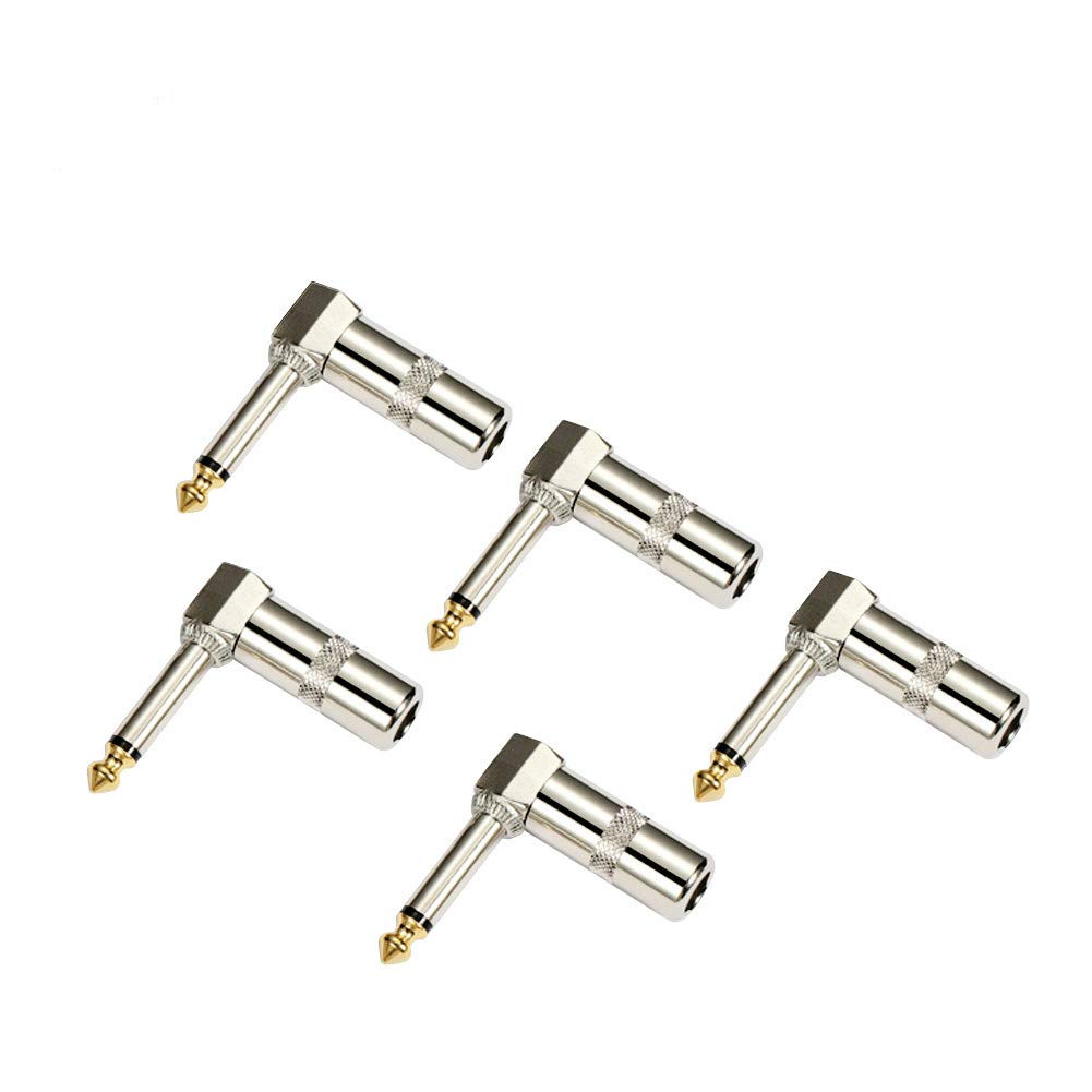 5PACK 1/4 Right Angle Plug for Audio Cables