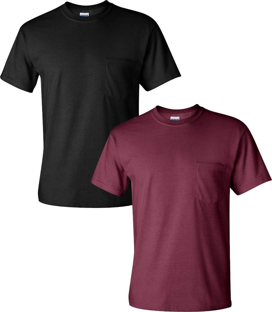 Gildan Unisex Adult Ultra Cotton T-Shirt with Pocket, 2-Pack