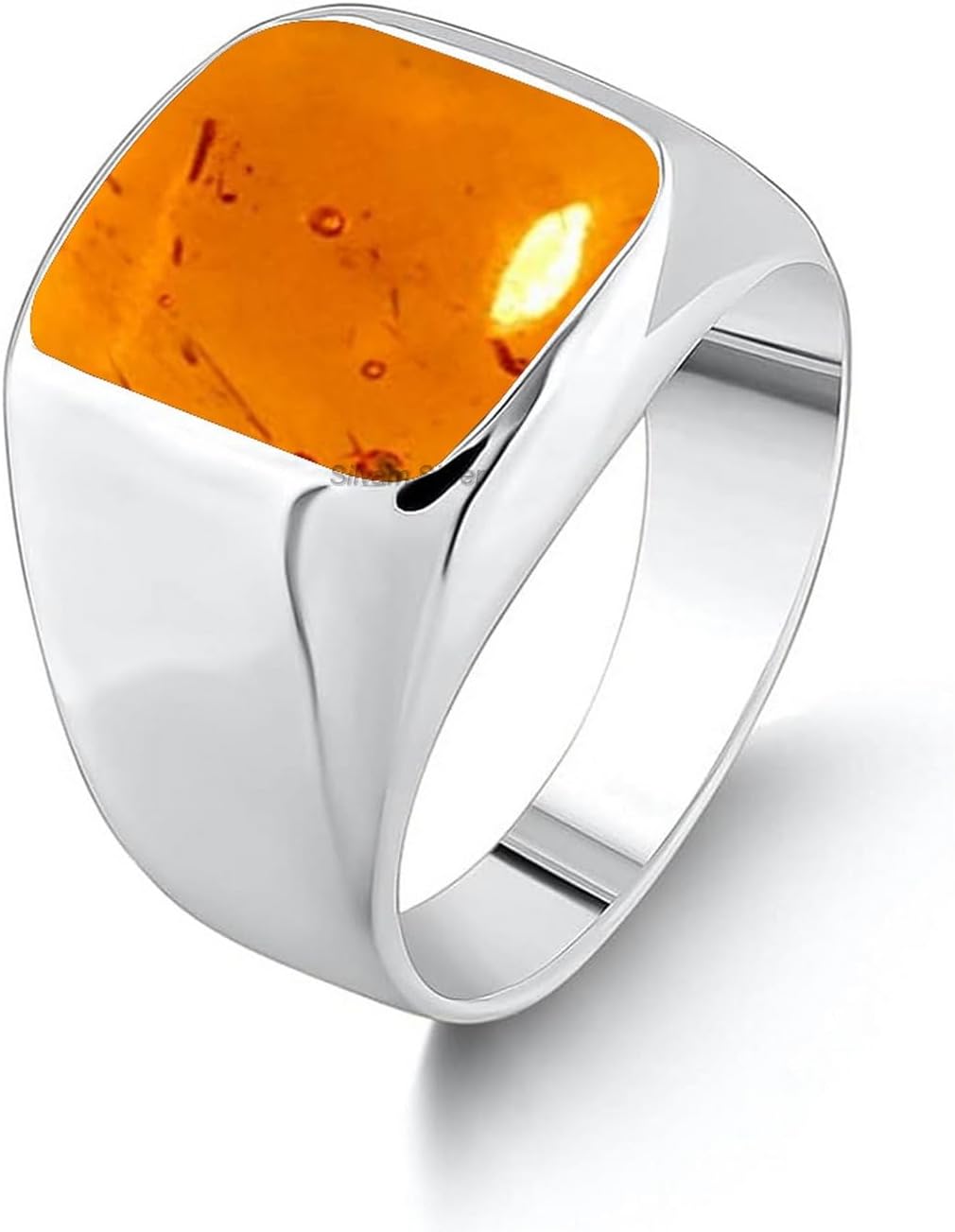 Solid 925 Sterling Silver Cushion Shape Gemstone Signet Ring