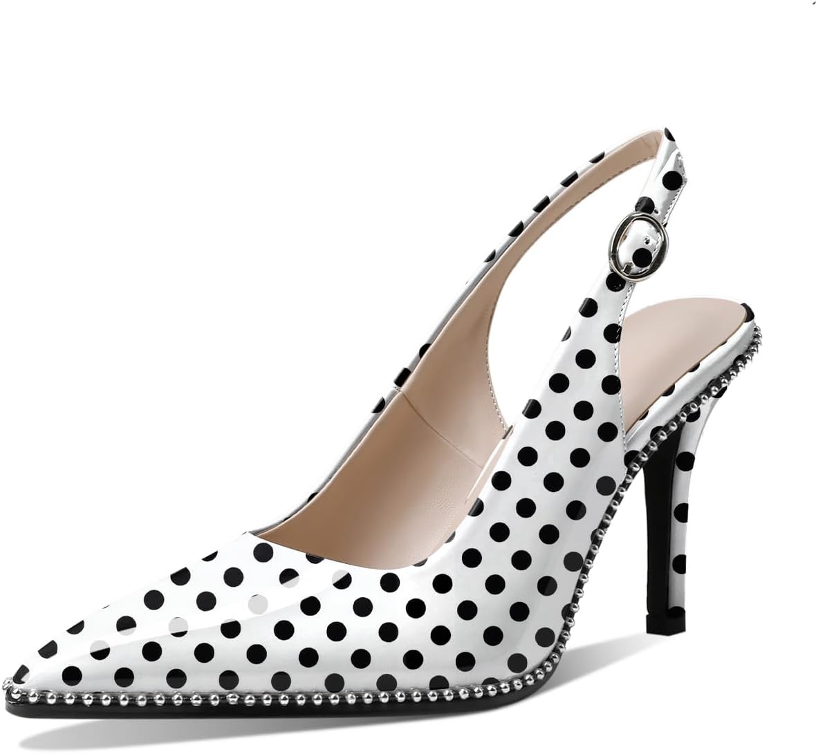 Zamikoo Women Beaded Pumps High Heel Slingback Stilettos