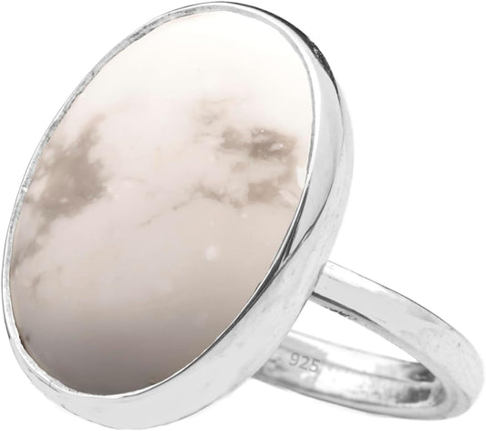 Natural Amazonite Crystal Ring in 925 Sterling Silver for Women