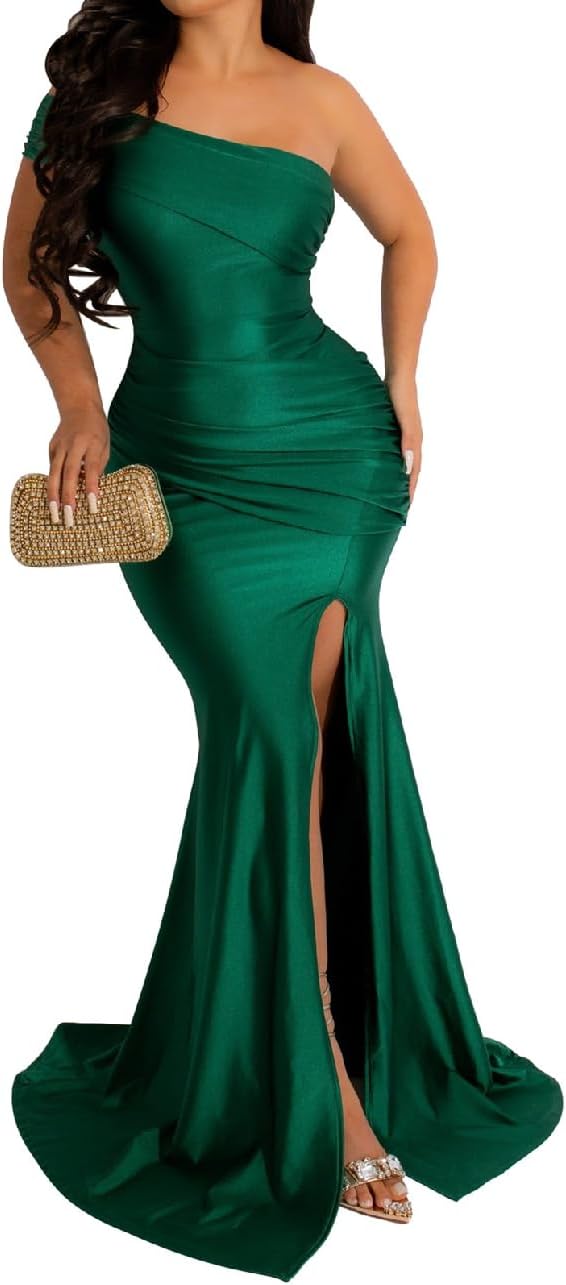 Womens Off Shoulder Sexy V Neck High Split Long Maxi Dress