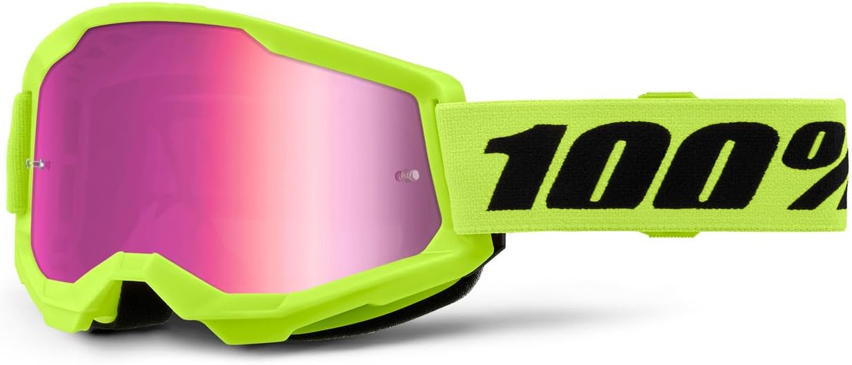 100% STRATA 2 GOGGLE with Neon Yellow Mirror Pink Lens Review