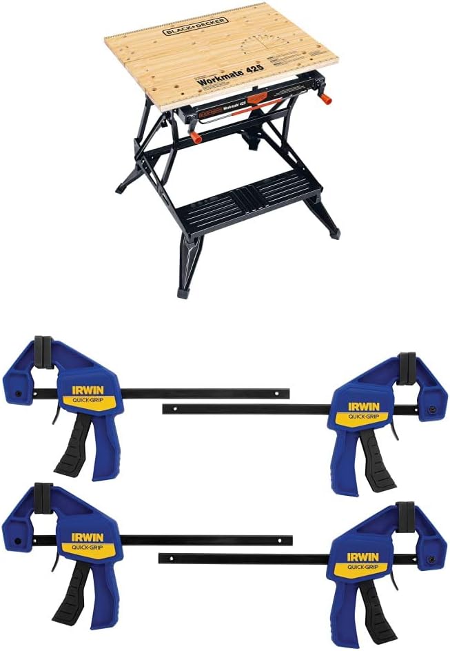 BLACK+DECKER Portable Workbench with Quick-Grip Clamps for Projects
