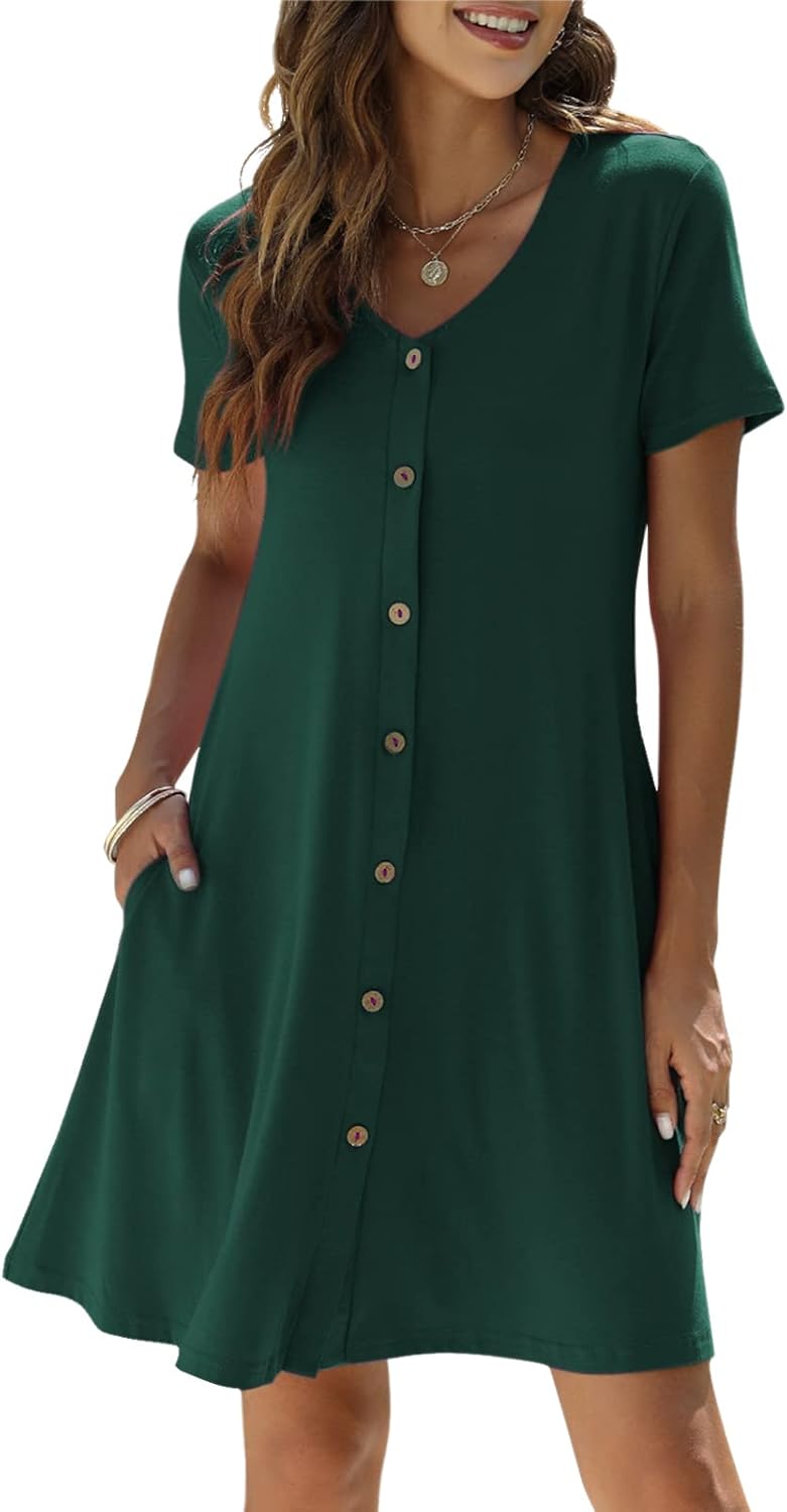 Manydress Women's Summer Casual T Shirt Dress with Pockets