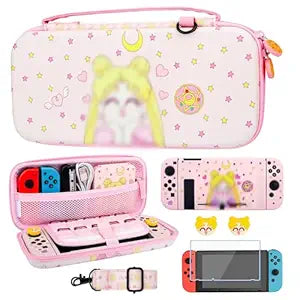GLDRAM Pink Carrying Case for Nintendo Switch - Cute Anime Kit
