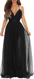 Women's Sexy Deep V Neck Split Cocktail Maxi Dress - Stretch Knit