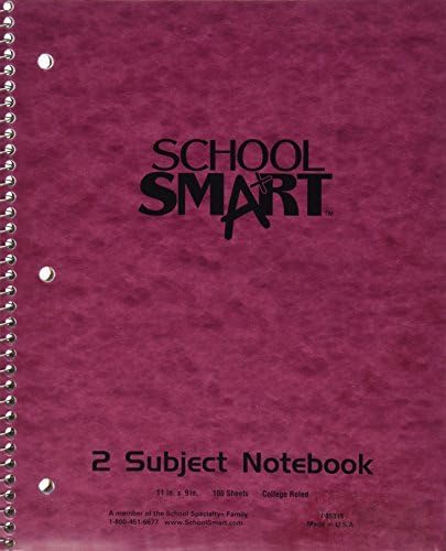 School Smart 2 Subject Spiral Notebook - College Ruled, Perforated