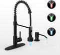 Bronze Kitchen Faucet with Sprayer and Soap Dispenser - LED