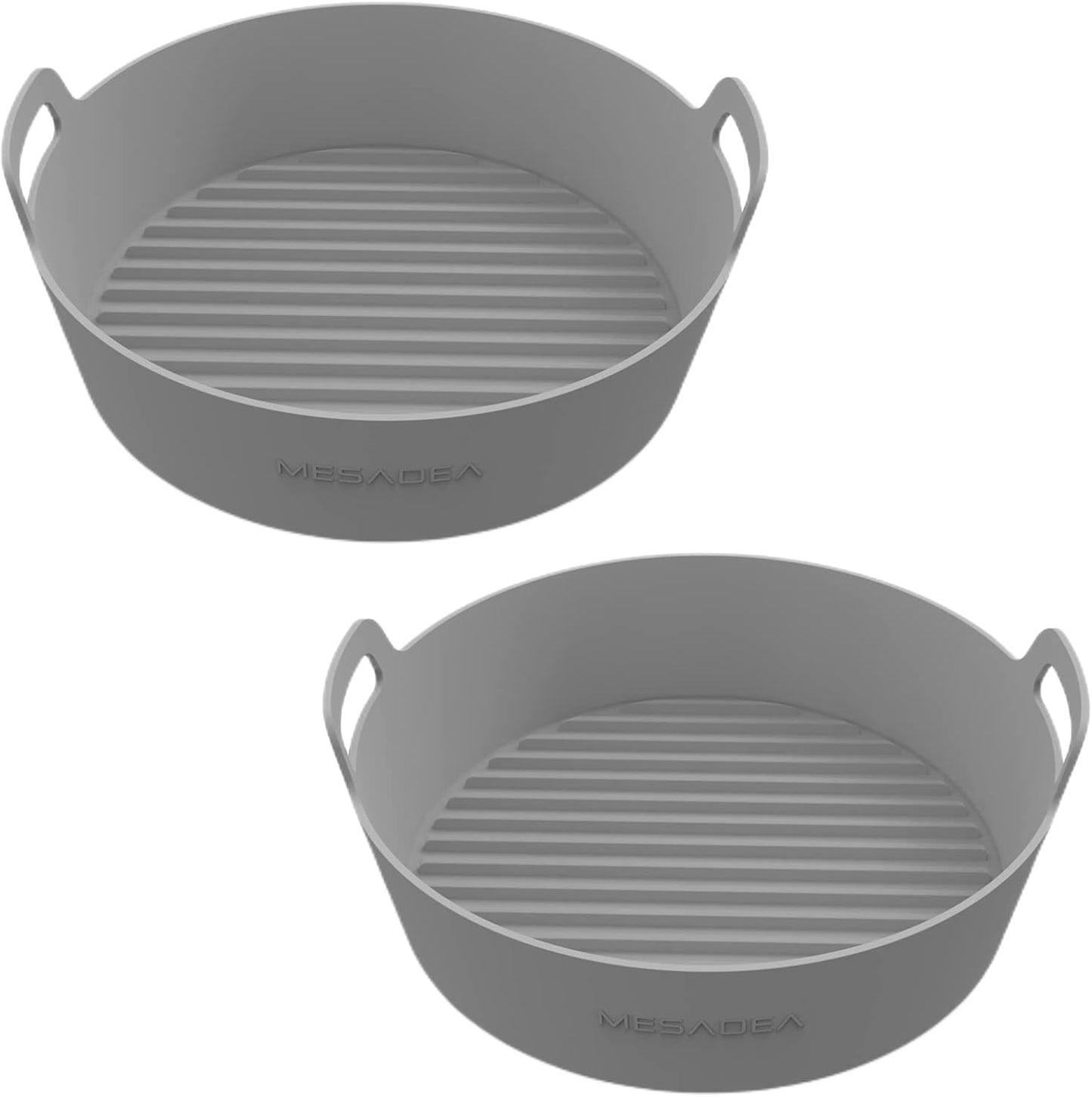 Reusable Heat Resistant Silicone Liners for Air Fryer - Food Safe & Versatile (Grey 2 pcs)