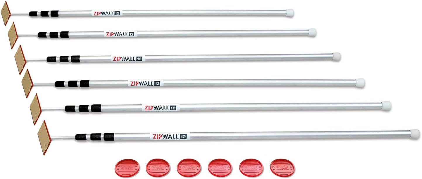 ZIPWALL 12 Foot Spring Loaded Dust Barrier Poles for Easy Setup