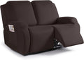 2-Piece Polyester Recliner Loveseat Slipcover - Coffee Fit (48-66 in)