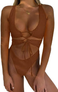 CHYRII Women's Backless Lace Up High Cut Monokini - Sexy Fit