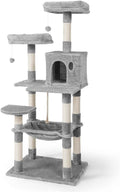 CAPHAUS Tall Cat Tree for Indoor Cats - 58-Inch Climbing Tower