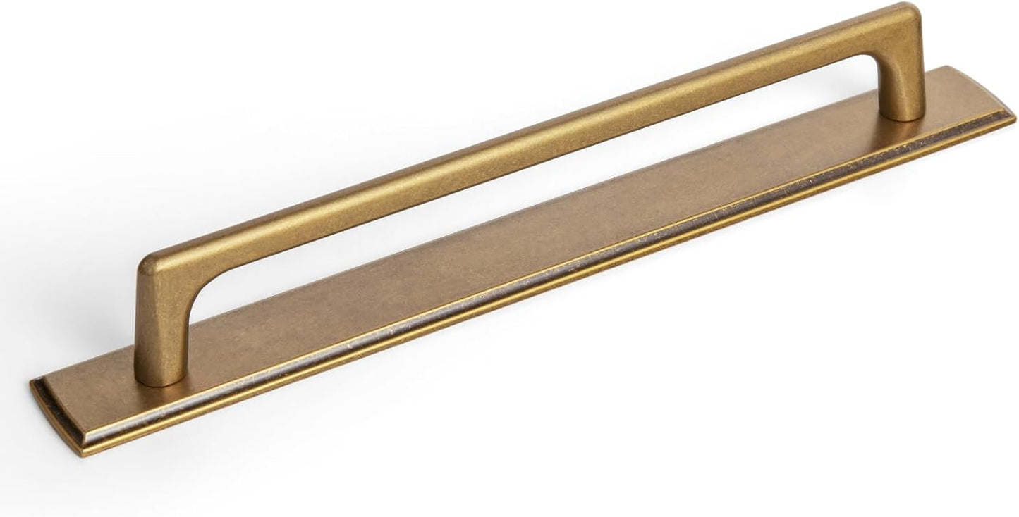 Goo-Ki Antique Brass Cabinet Pulls with Long Backplate for Drawers