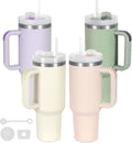 40 oz Tumbler 4 Pack with Handle and Lid - Insulated Spill-Proof Set