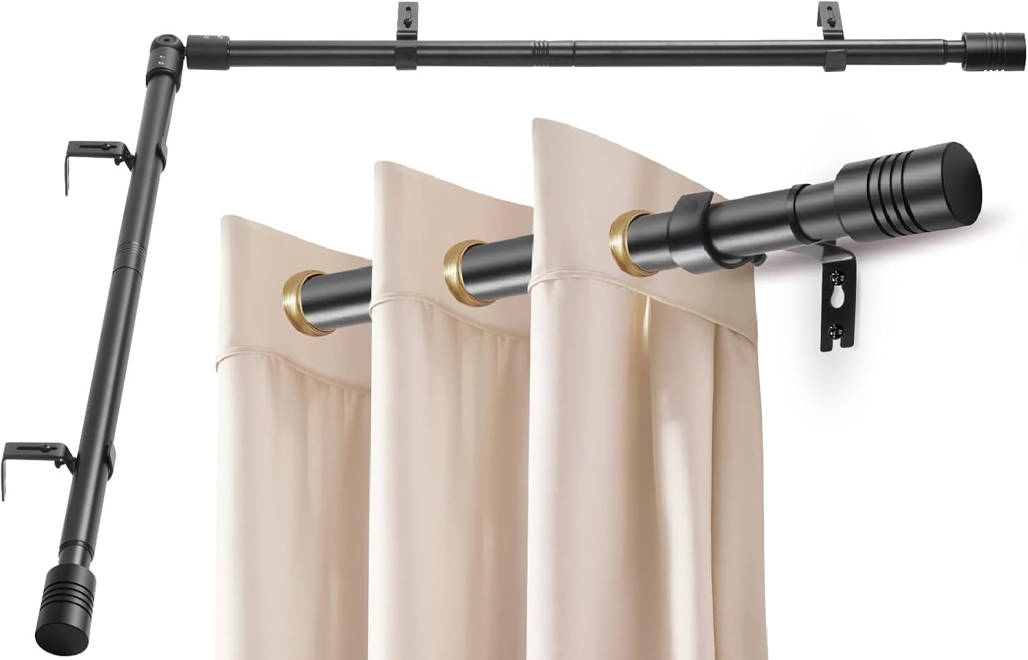 Strong & Stylish 1 Corner Curtain Rod - 32-72 Black