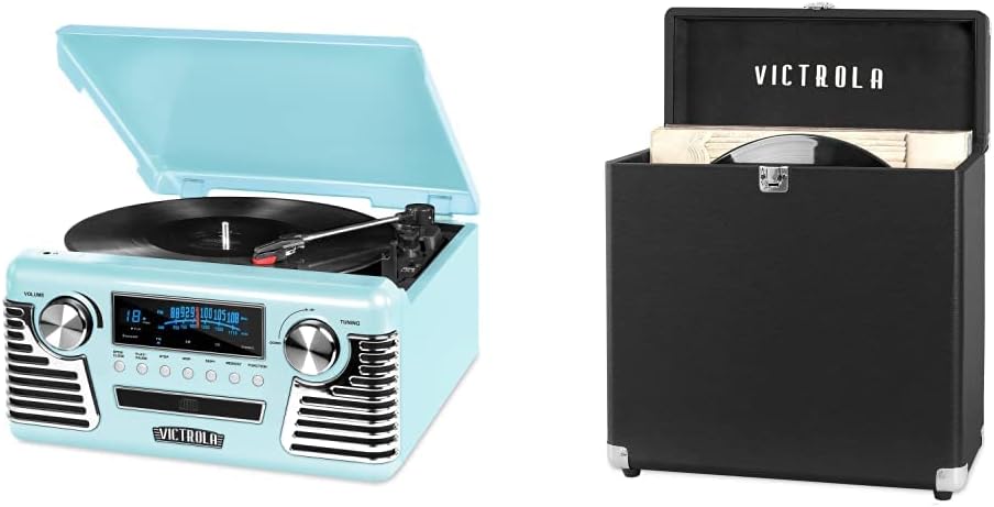 Victrola 50fts Retro Bluetooth Record Player & Vinyl Storage Case