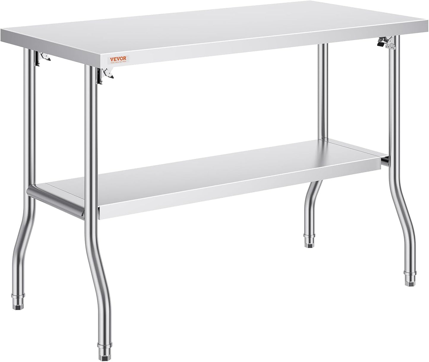 VEVOR Commercial Worktable 48 x 24 Inch Heavy-duty Stainless Steel