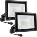 100W LED Flood Light Outdoor 2Pack - Super Bright 6000K Daylight