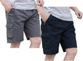 Men's Casual Twill Cargo Shorts Zip Fly Cotton Elastic Waist - Loose