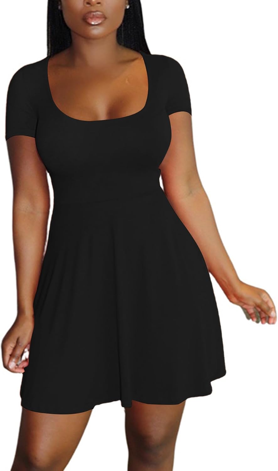 LYANER Women's Scoop Neck Ruffle Hem A Line Mini Dress Review